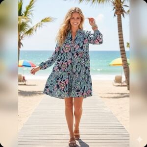 Lilly Pulitzer Winona Stretch Dress – High Tide Navy Pineapple Paradise – Size S